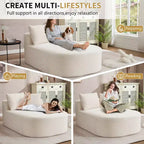 67.5 Corduroy Chaise Lounge Chair, Wide Seat, Deep Seating King Chair with 2 Pillows, Convertible Frameless Sofa Bed for Living Room