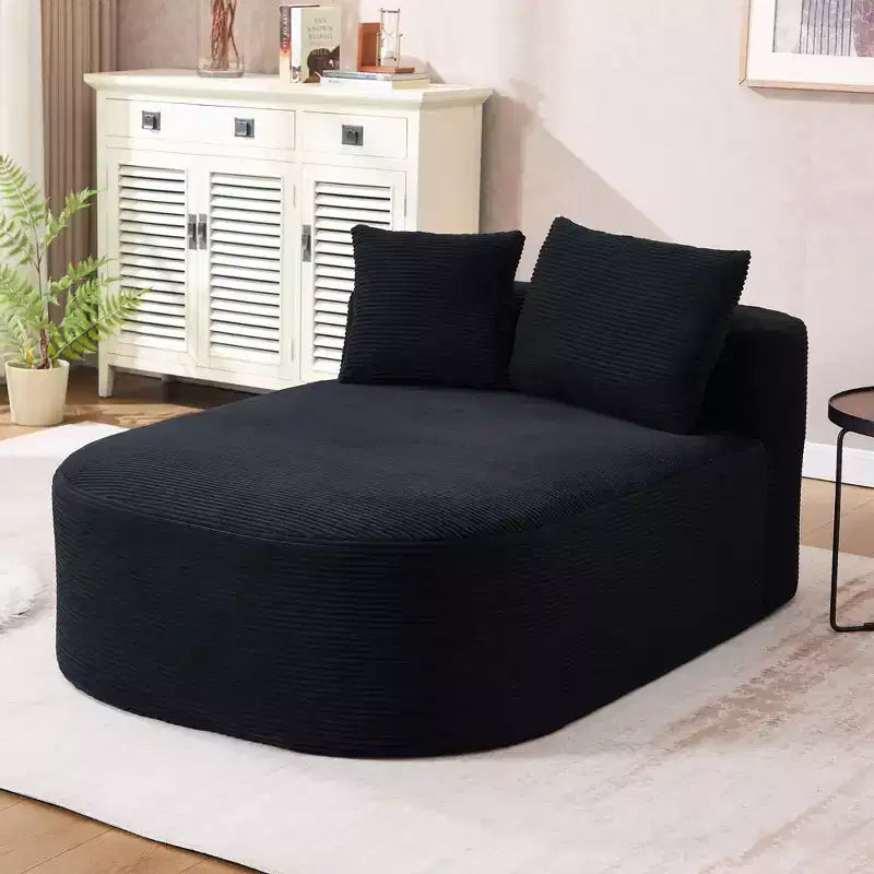 67.5 Corduroy Chaise Lounge Chair, Wide Seat, Deep Seating King Chair with 2 Pillows, Convertible Frameless Sofa Bed for Living Room