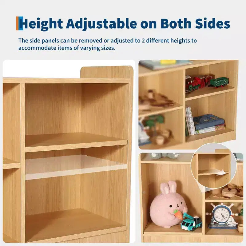 2-Tier Wood Montessori Cabinet for Kids, Toddler Room Book Shelves Toy Organizers & Storage for Kids, Furniture of Classroom, Nursery, Playroom