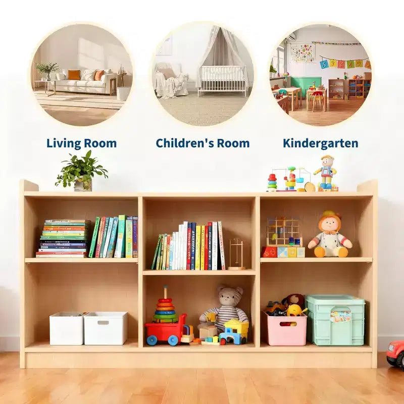 2-Tier Wood Montessori Cabinet for Kids, Toddler Room Book Shelves Toy Organizers & Storage for Kids, Furniture of Classroom, Nursery, Playroom