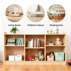 2-Tier Wood Montessori Cabinet for Kids, Toddler Room Book Shelves Toy Organizers & Storage for Kids, Furniture of Classroom, Nursery, Playroom