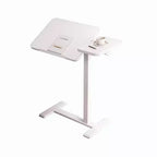 NAYSAYE Tavolino Comodino per Letto da Lavoro Scrivania su Ruote Supporto Laptop Regolabile in Altezza per Letto Divano, Bianco, 31,5*15,7*40