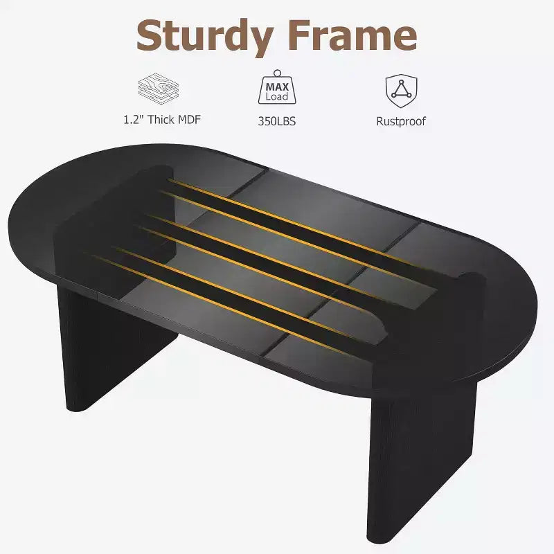 71'' Oval Dining Table for 4-8, Versatile Farmhouse Kitchen & Dining Table, Greating Table for Living Room, Office, Apartment, Black