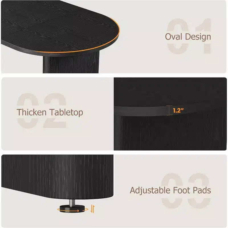 71'' Oval Dining Table for 4-8, Versatile Farmhouse Kitchen & Dining Table, Greating Table for Living Room, Office, Apartment, Black