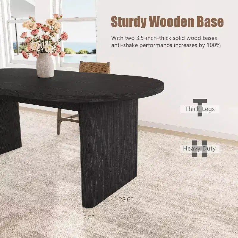 71'' Oval Dining Table for 4-8, Versatile Farmhouse Kitchen & Dining Table, Greating Table for Living Room, Office, Apartment, Black