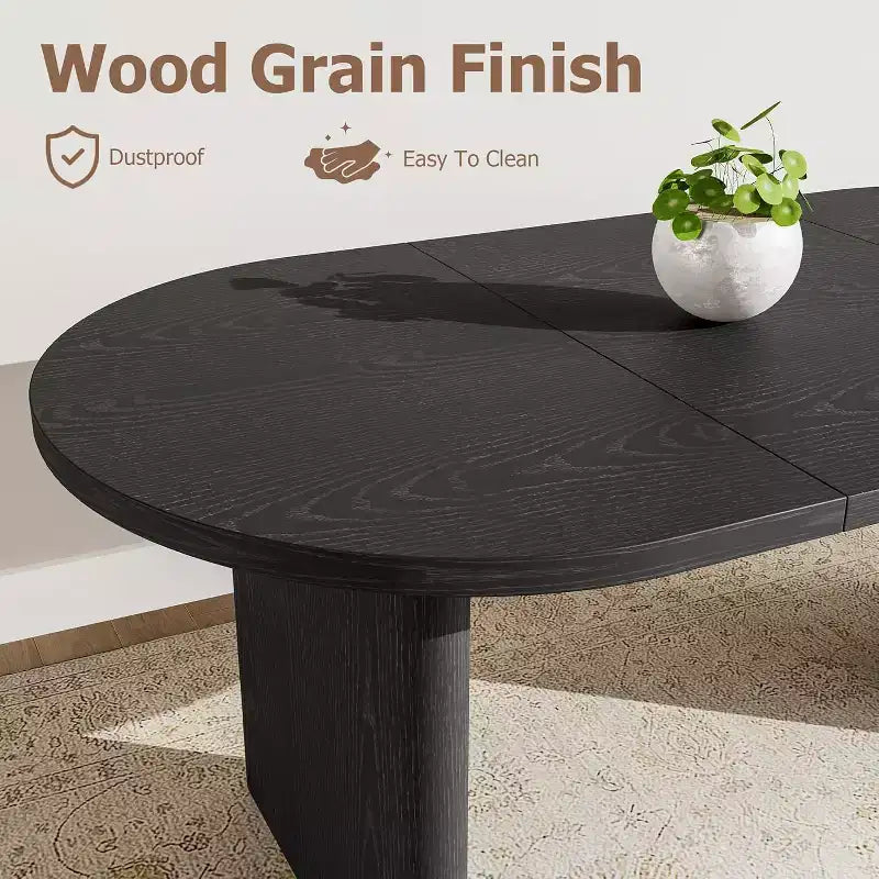 71'' Oval Dining Table for 4-8, Versatile Farmhouse Kitchen & Dining Table, Greating Table for Living Room, Office, Apartment, Black