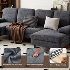 U-Shaped Combination Sofa Double Lounge Chair Chenille Fabric 4-Seat Living Room Furniture