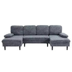 U-Shaped Combination Sofa Double Lounge Chair Chenille Fabric 4-Seat Living Room Furniture
