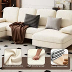 U-Shaped Combination Sofa Double Lounge Chair Chenille Fabric 4-Seat Living Room Furniture