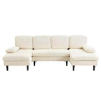 U-Shaped Combination Sofa Double Lounge Chair Chenille Fabric 4-Seat Living Room Furniture