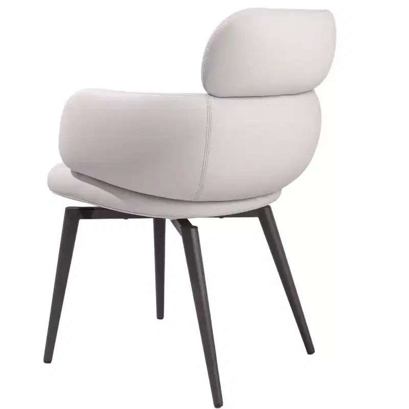 HomeRoots Light Gray and Black Faux Leather and Metal Dining Arm Chair