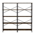 VIYET 6311.863 5-Tier Industrial Bookshelf - Rustic Brown MDF+Iron Frame, Anti-Tipping