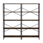VIYET 6311.863 5-Tier Industrial Bookshelf - Rustic Brown MDF+Iron Frame, Anti-Tipping