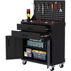 35 Heavy-Duty Steel Rolling Tool Cabinet with 2 Deep Drawers, Adjustable Shelves & Pegboard, Locking Casters, Mobile Garage Storage Organizer