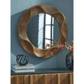 Signature Design by Ashley Aajon Wall Accent Mirror with Brown Wave Design Frame