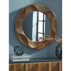 Signature Design by Ashley Aajon Wall Accent Mirror with Brown Wave Design Frame