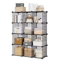 12-Cube Metal Storage Shelf, Wire Cube Storage Organizer, for Closet Study Bedroom Office