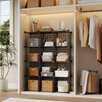Scaffale portaoggetti in metallo a 12 cubi, organizer modulare a cubi in filo metallico, per armadio studio camera da letto ufficio