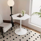 MAYEERTY Tavolino da caffè esagonale moderno da 31,5 pollici con piano in marmo stampato bianco e base in metallo per sala da pranzo soggiorno, bianco