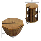 MAYEERTY 31.5 Octagonal Natural Rubber Wood Set of Two Coffee Table for Living Room Bedroom Beige