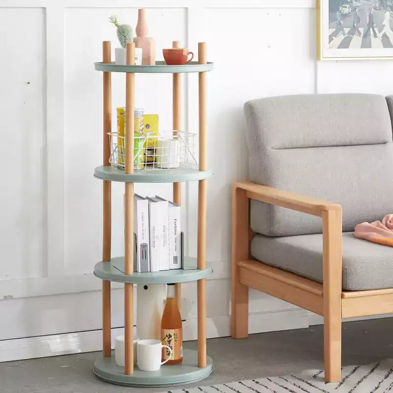 MAYEERTY Scaffale a 4 Livelli Girevole a 360°, Mobile Contenitore Compatto Multifunzionale per Soggiorno Camera da Letto Studio Cucina