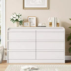 Arched 6-Drawer Dresser,47 Wide Wooden Chest with Curved Profile for Modern Bedroom, Living Room, Entryway, Nursery Storage