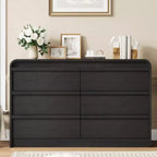 Arched 6-Drawer Dresser,47 Wide Wooden Chest with Curved Profile for Modern Bedroom, Living Room, Entryway, Nursery Storage