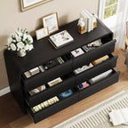 Arched 6-Drawer Dresser,47 Wide Wooden Chest with Curved Profile for Modern Bedroom, Living Room, Entryway, Nursery Storage