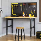60 in Adjustable Height Workbench, Max. 2200 LBS Capacity Wood Work Bench Table, Heavy Duty Work Station for Garage, Shop, Home, Office