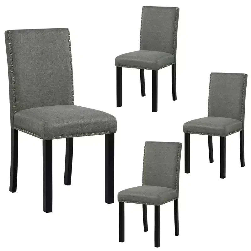 Costway Wooden Dining Chairs Set of 4 w/Solid Rubber Bent Wood Legs for Dining Room Grey
