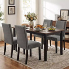 Costway Wooden Dining Chairs Set of 4 w/Solid Rubber Bent Wood Legs for Dining Room Grey