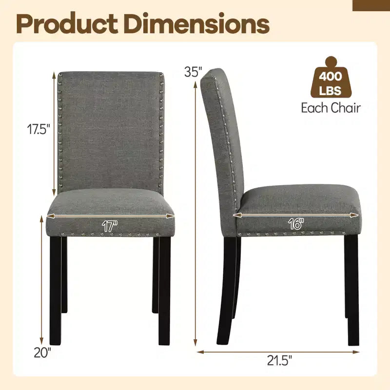Costway Wooden Dining Chairs Set of 4 w/Solid Rubber Bent Wood Legs for Dining Room Grey