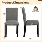 Costway Wooden Dining Chairs Set of 4 w/Solid Rubber Bent Wood Legs for Dining Room Grey