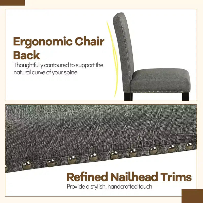 Costway Wooden Dining Chairs Set of 4 w/Solid Rubber Bent Wood Legs for Dining Room Grey