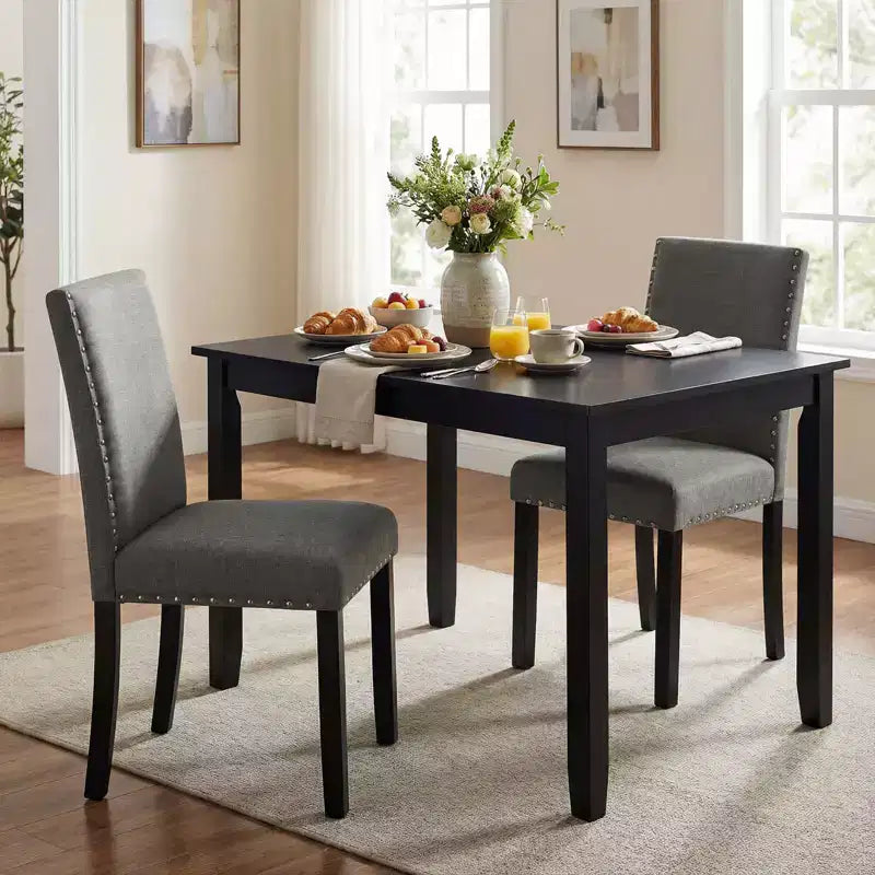 Costway Wooden Dining Chairs Set of 4 w/Solid Rubber Bent Wood Legs for Dining Room Grey