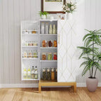 45 Tall Pantry Cabinet - Adjustable Shelves with Gold Legs