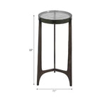 Rustic End Table, Side Table, or Small Night Stand for Room Decor - Round Metal Bedside Table with Glass Top for Small Spaces - 22 Bronze & Copper