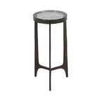 Rustic End Table, Side Table, or Small Night Stand for Room Decor - Round Metal Bedside Table with Glass Top for Small Spaces - 22 Bronze & Copper