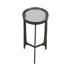 Rustic End Table, Side Table, or Small Night Stand for Room Decor - Round Metal Bedside Table with Glass Top for Small Spaces - 22 Bronze & Copper