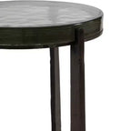 Rustic End Table, Side Table, or Small Night Stand for Room Decor - Round Metal Bedside Table with Glass Top for Small Spaces - 22 Bronze & Copper