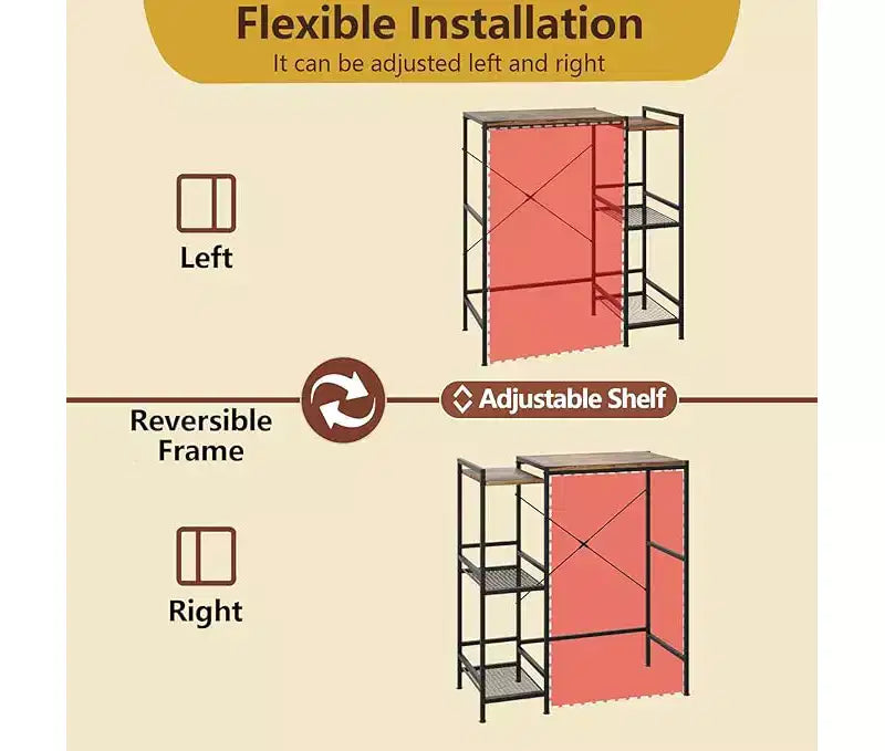 Fridge Stand with Storage Shelf, Adjustable Top Shelf for Microwave Stand & Coffee Bar, TV Stand for Dorm, Apartment, Kitchen, Office in Rustic Brown