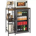 Fridge Stand with Storage Shelf, Adjustable Top Shelf for Microwave Stand & Coffee Bar, TV Stand for Dorm, Apartment, Kitchen, Office in Rustic Brown