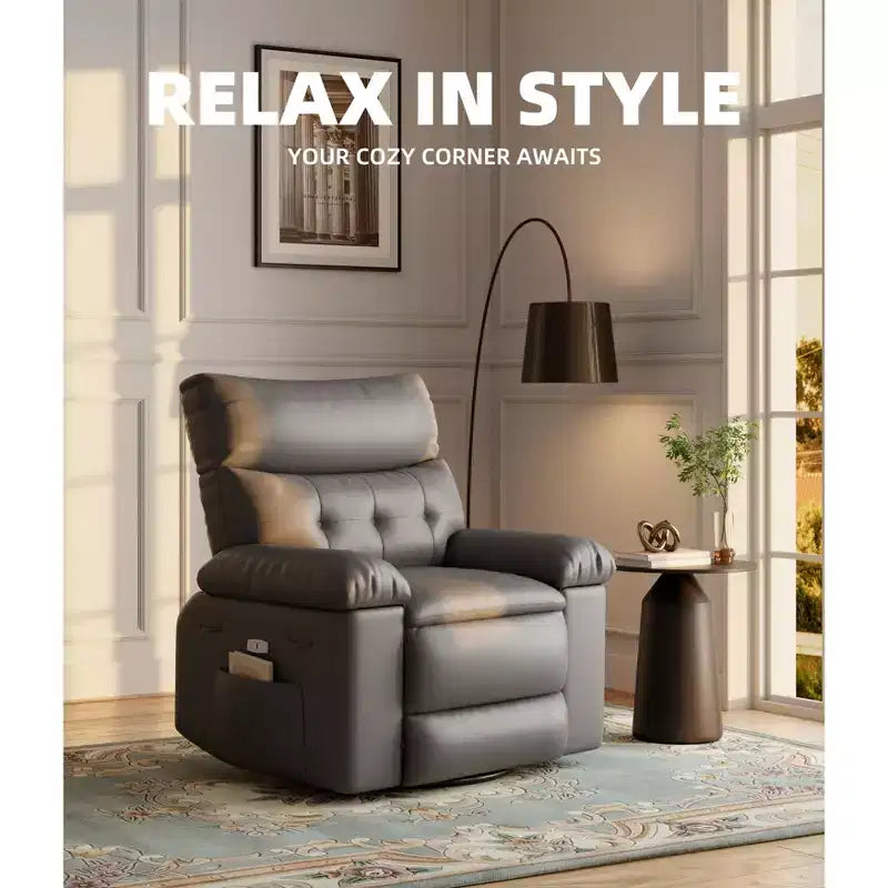 Poltrona reclinabile oversize Acekool per adulti, reclinabile manuale in pelle PU extra larga, cuscino in spugna spesso 1,5 volte, comoda poltrona per pigri