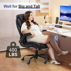 BALHAM TRADE-400LBS Big and Tall Office Chair Heavy Duty Leather with Padded Flip-up Arms Swivel Rolling