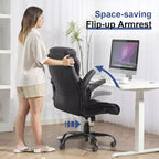 BALHAM TRADE-400LBS Big and Tall Office Chair Heavy Duty Leather with Padded Flip-up Arms Swivel Rolling