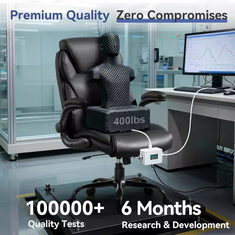 BALHAM TRADE-400LBS Big and Tall Office Chair Heavy Duty Leather with Padded Flip-up Arms Swivel Rolling