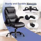 BALHAM TRADE-400LBS Big and Tall Office Chair Heavy Duty Leather with Padded Flip-up Arms Swivel Rolling