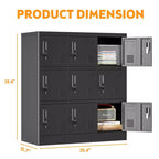 Employee Storage Locker, Multiple Doors Steel Gym Lockers with Card Slots and Vents, Metal Locker Storage Cabinets for School, Office