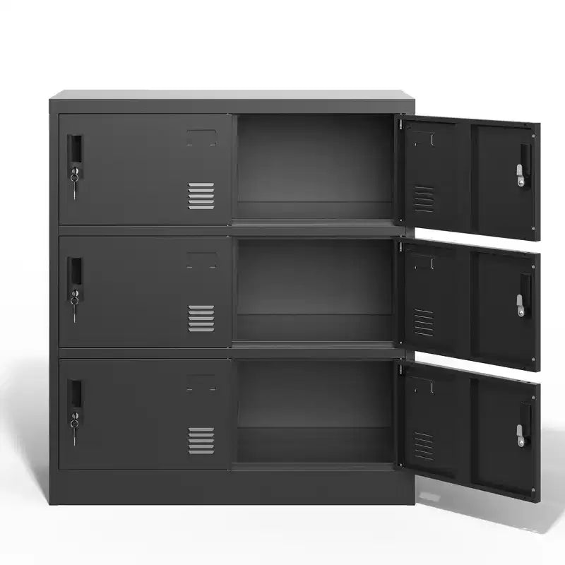 Employee Storage Locker, Multiple Doors Steel Gym Lockers with Card Slots and Vents, Metal Locker Storage Cabinets for School, Office