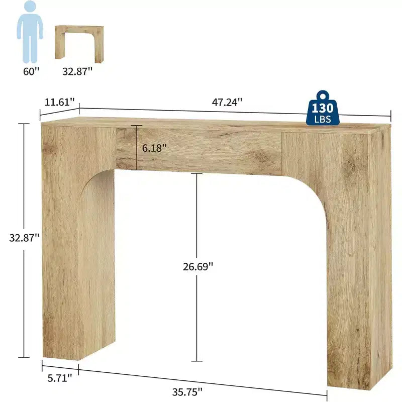 Tavolo Consolle Rustico, Tavolo da Ingresso Stretto in Legno Dietro il Divano, Mobile Stretto in Stile Rustico per Soggiorni, Ingressi e Appartamenti